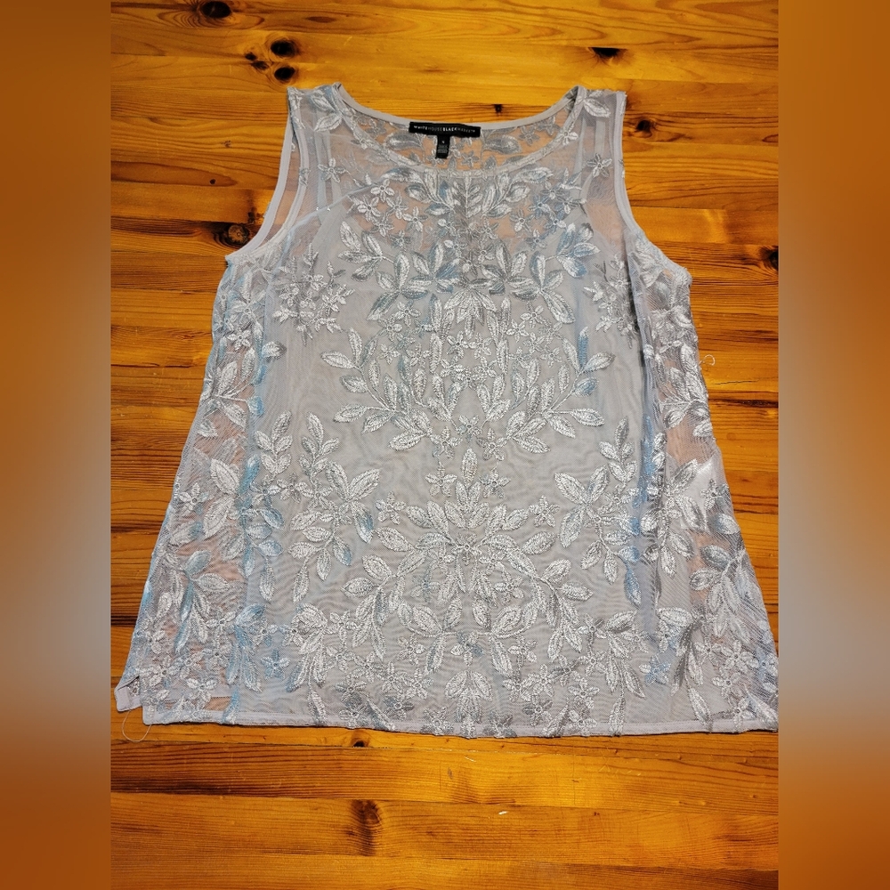 White House Black Market Silver Gray Tank Top